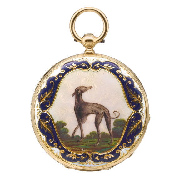 Swiss gold and enamel hunting cased watch Circa 1850 Swiss gold and enamel hunting cased watch Circa 1850