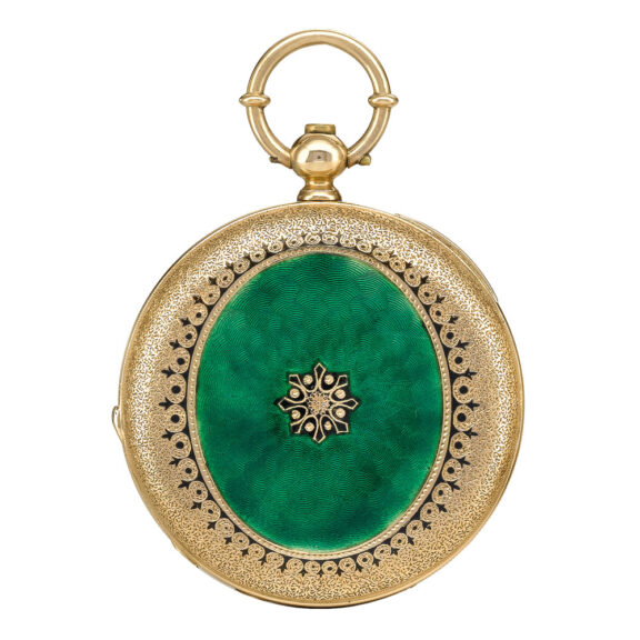 Swiss gold and enamel hunting cased watch Circa 1880 Swiss gold and enamel hunting cased watch Circa 1880