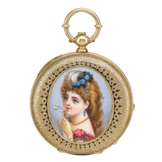 Swiss gold and enamel hunting cased watch Circa 1880