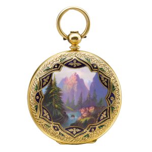 Swiss gold and enamel hunting cased watch Circa 1825
