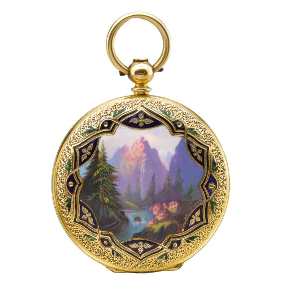 Swiss gold and enamel hunting cased watch Circa 1825