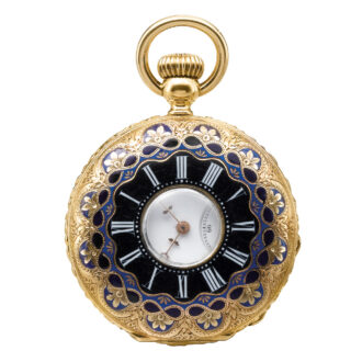 Swiss gold and enamel half hunting cased watch Circa 1890