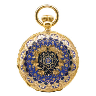Swiss gold and enamel half hunting cased watch Circa 1890