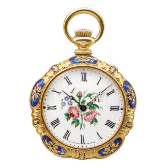 Swiss yellow gold and enamel open faced watch Circa 1890