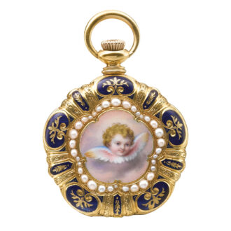 Swiss yellow gold and enamel open faced watch Circa 1890