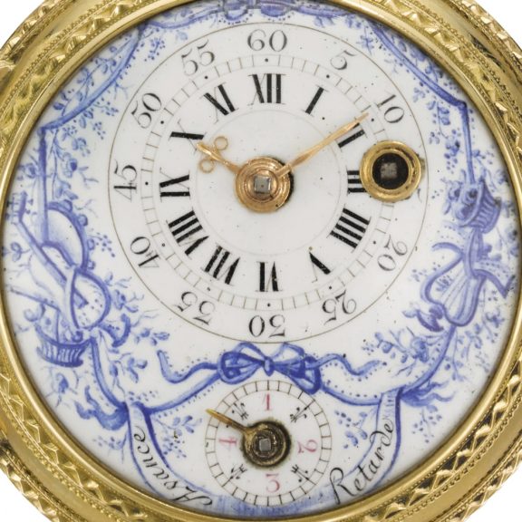 French double dialled verge pocket watch with calendar Circa 1775 French double dialled verge pocket watch with calendar Circa 1775