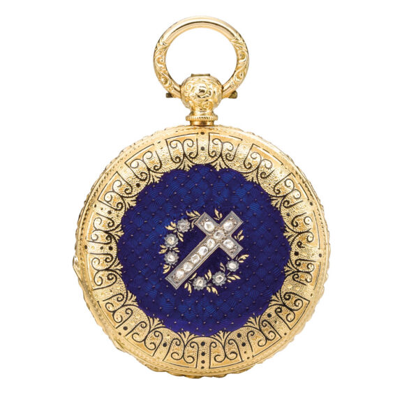 Swiss gold and enamel hunting cased watch Circa 1860 Swiss gold and enamel hunting cased watch Circa 1860