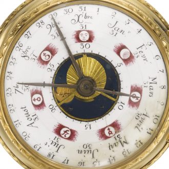 French double dialled verge pocket watch with calendar Circa 1770