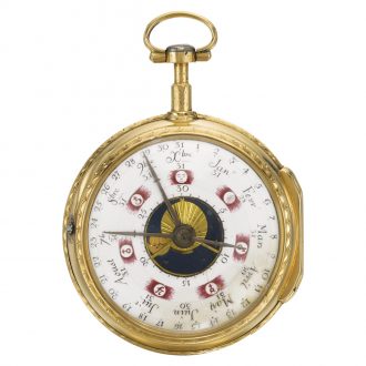 French double dialled verge pocket watch with calendar Circa 1770