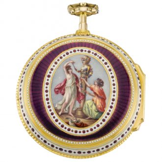 English gold lever pendant watch with chatelaine Circa 1780