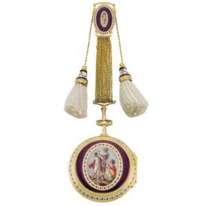English gold lever pendant watch with chatelaine Circa 1780
