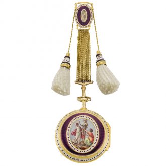 English gold lever pendant watch with chatelaine Circa 1780