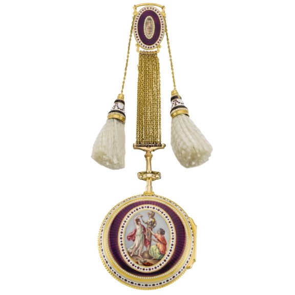 English gold lever pendant watch with chatelaine Circa 1780