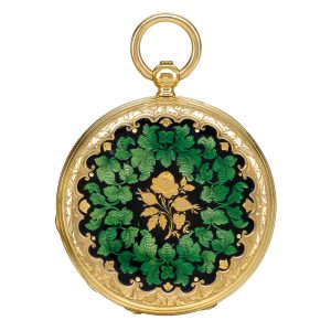 Swiss gold and enamel hunting cased watch Circa 1850