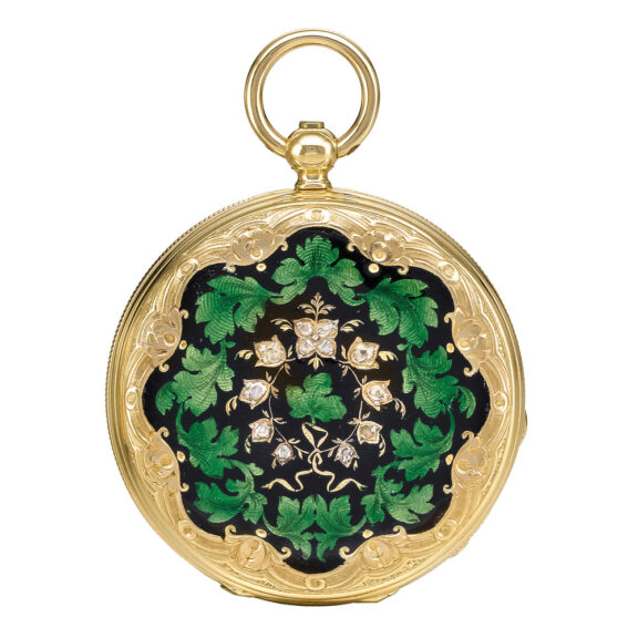 Swiss gold and enamel hunting cased watch Circa 1850 Swiss gold and enamel hunting cased watch Circa 1850