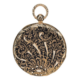 Swiss pink gold and enamel open faced watch Circa 1830