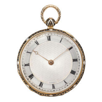 Swiss pink gold and enamel open faced watch Circa 1830