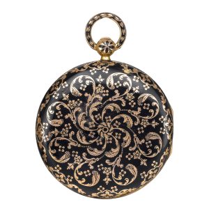 Swiss pink gold and enamel open faced watch Circa 1830