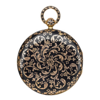 Swiss pink gold and enamel open faced watch Circa 1830 Swiss pink gold and enamel open faced watch Circa 1830