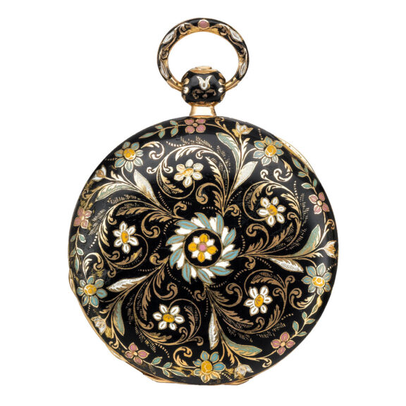Swiss gold and enamel hunting cased watch Circa 1830