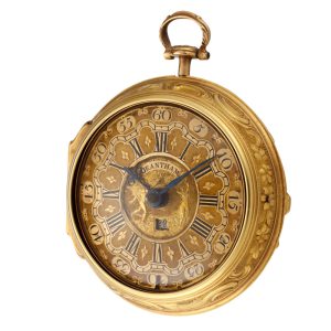 An English verge with date in 20K repousse pair cases Circa 1765