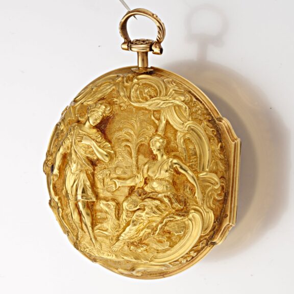 An English verge with date in 20K repousse pair cases Circa 1765 An English verge with date in 20K repousse pair cases Circa 1765
