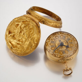 An English verge with date in 20K repousse pair cases Circa 1765