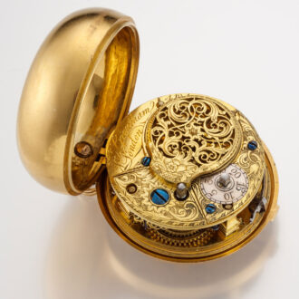 An English verge with date in 20K repousse pair cases Circa 1765