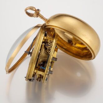 An English verge with date in 20K repousse pair cases Circa 1765
