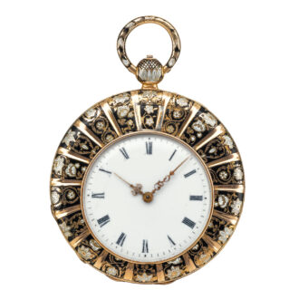 Swiss pink gold and enamel open faced watch Circa 1830