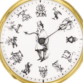 English pocket watch with monochromatic painted dial Circa 1850