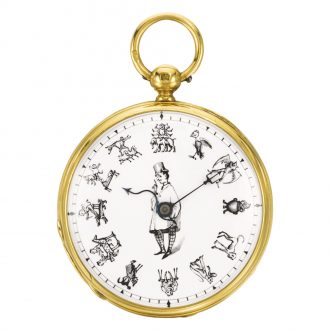 English pocket watch with monochromatic painted dial Circa 1850