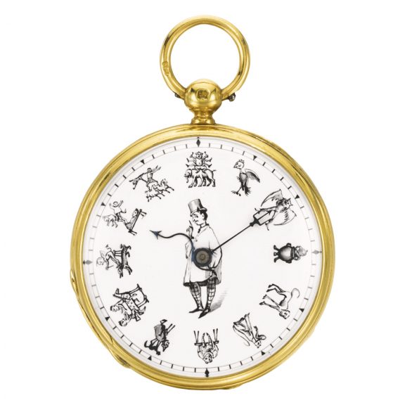 English pocket watch with monochromatic painted dial Circa 1850