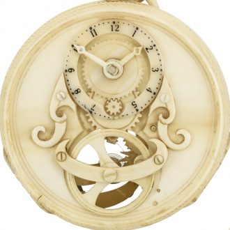 Impressive ivory pocket watch with an ivory link chain Circa 1895