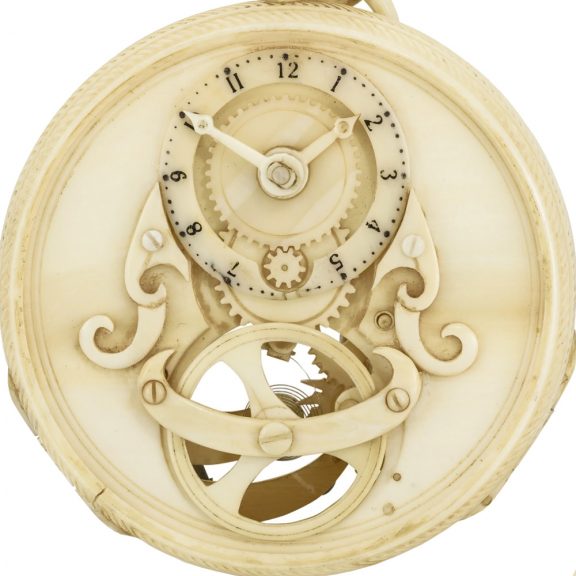 Impressive ivory pocket watch with an ivory link chain Circa 1895 Impressive ivory pocket watch with an ivory link chain Circa 1895