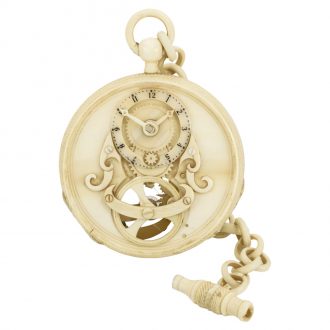 Impressive ivory pocket watch with an ivory link chain Circa 1895