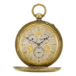 English gold full hunter repeating watch with calendar Circa 1845