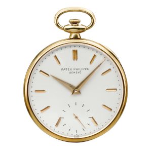 Swiss yellow gold open faced keyless watch Circa 1963