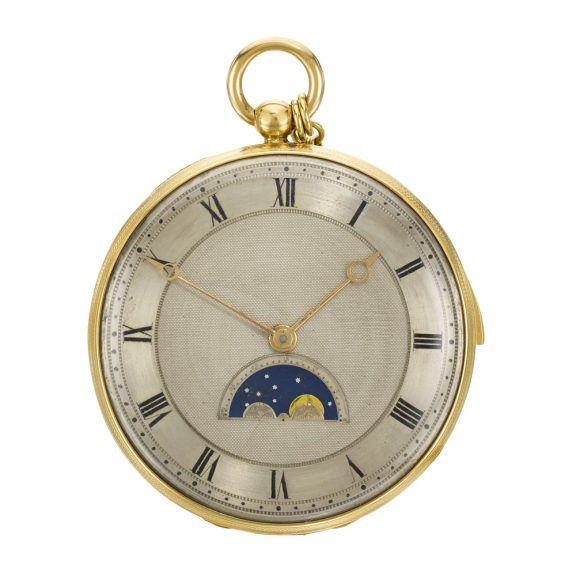 English open faced repeating watch with moon phase Circa 1896 English open faced repeating watch with moon phase Circa 1896
