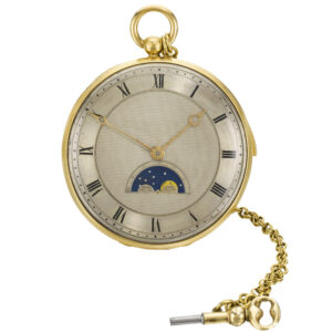 English open faced repeating watch with moon phase Circa 1896