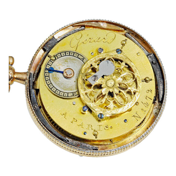 French gold, enamel and pearl set pendant watch Circa 1820 French gold, enamel and pearl set pendant watch Circa 1820