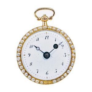 French gold, enamel and pearl set pendant watch Circa 1820