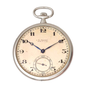 French platinum keyless open faced pocket lever watch Circa 1930