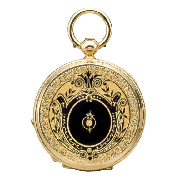 Swiss gold and enamel hunting cased watch Circa 1870 Swiss gold and enamel hunting cased watch Circa 1870