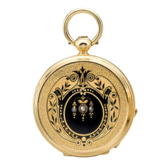 Swiss gold and enamel hunting cased watch Circa 1870