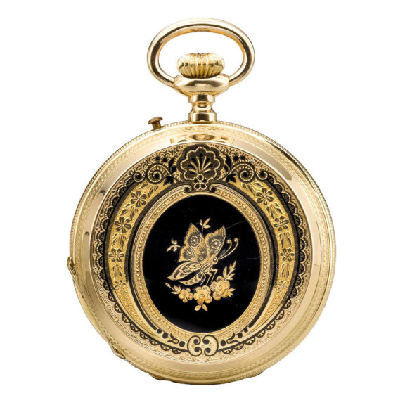 Swiss gold and enamel hunting cased watch Circa 1890 Swiss gold and enamel hunting cased watch Circa 1890