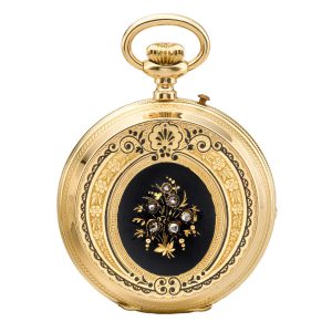 Swiss gold and enamel hunting cased watch Circa 1890