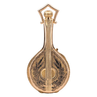Swiss gold and enamel mandolin form watch circa 1925