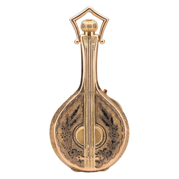 Swiss gold and enamel mandolin form watch circa 1925