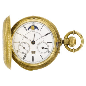 English repeating calendar watch with moon phases Circa 1880
